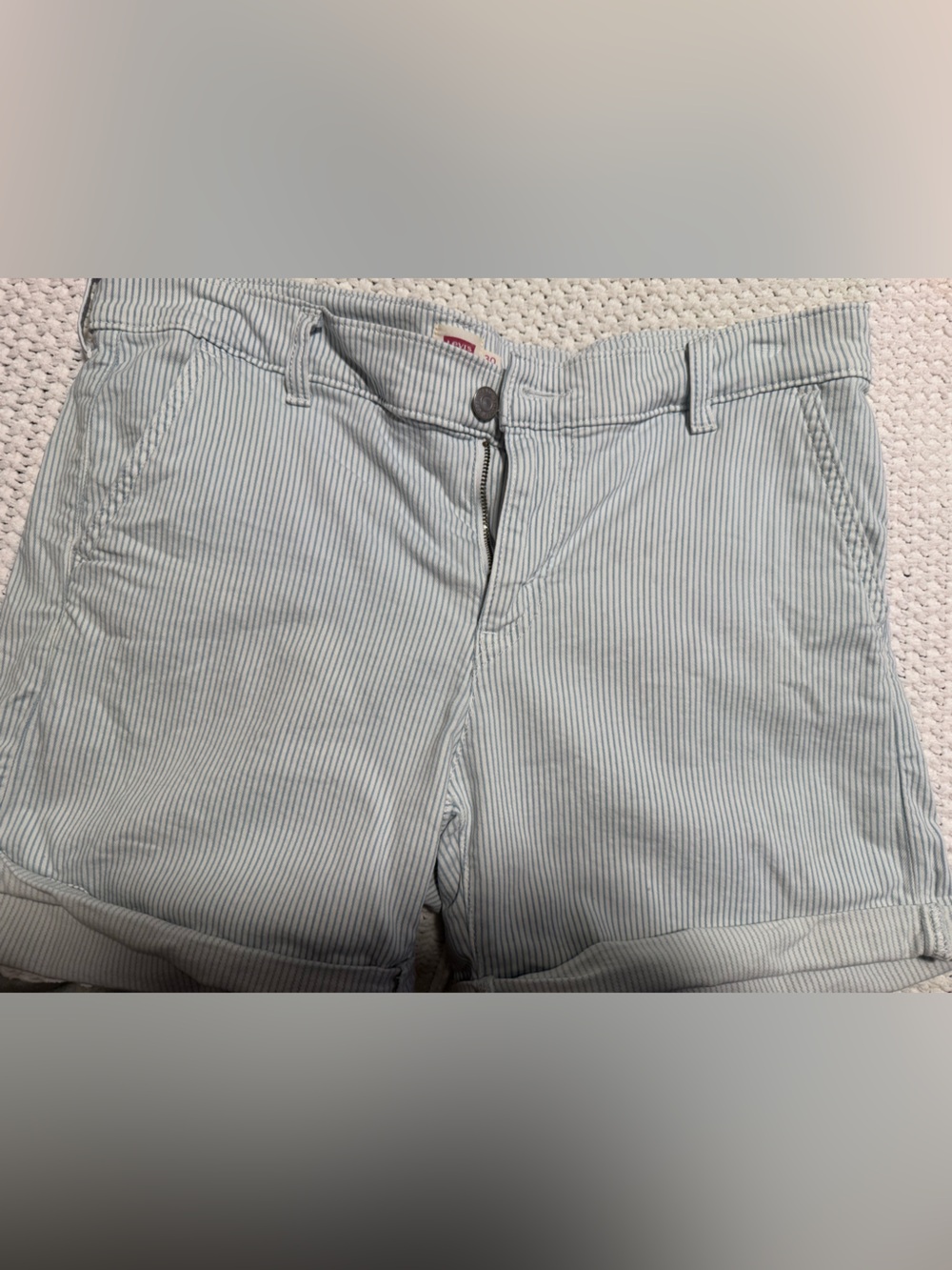 Levi's Light Blue and White Striped Women's Shorts